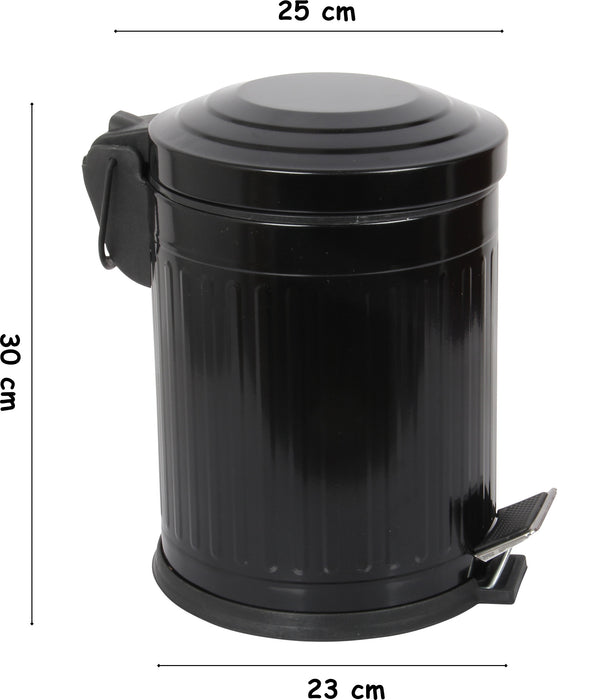 5L Pedal Bin with Soft Close Lid. Removable Bucket. Waste Dustbin. (Black)