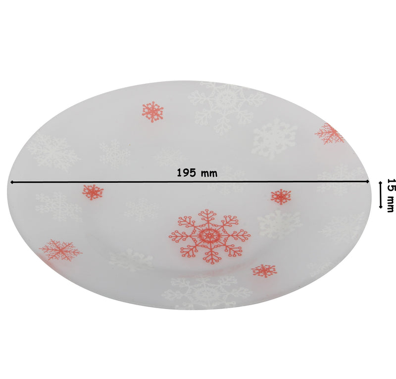 Christmas Snow Flake Pattern Glass Cake Plate. (Set of 12)