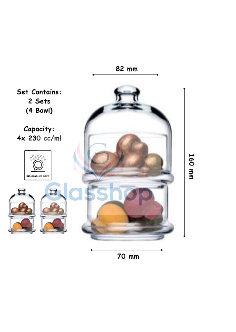 Decorative Patisserie Domed Jar. 2 Tier Glass Cake Macaron Cookie Containers.