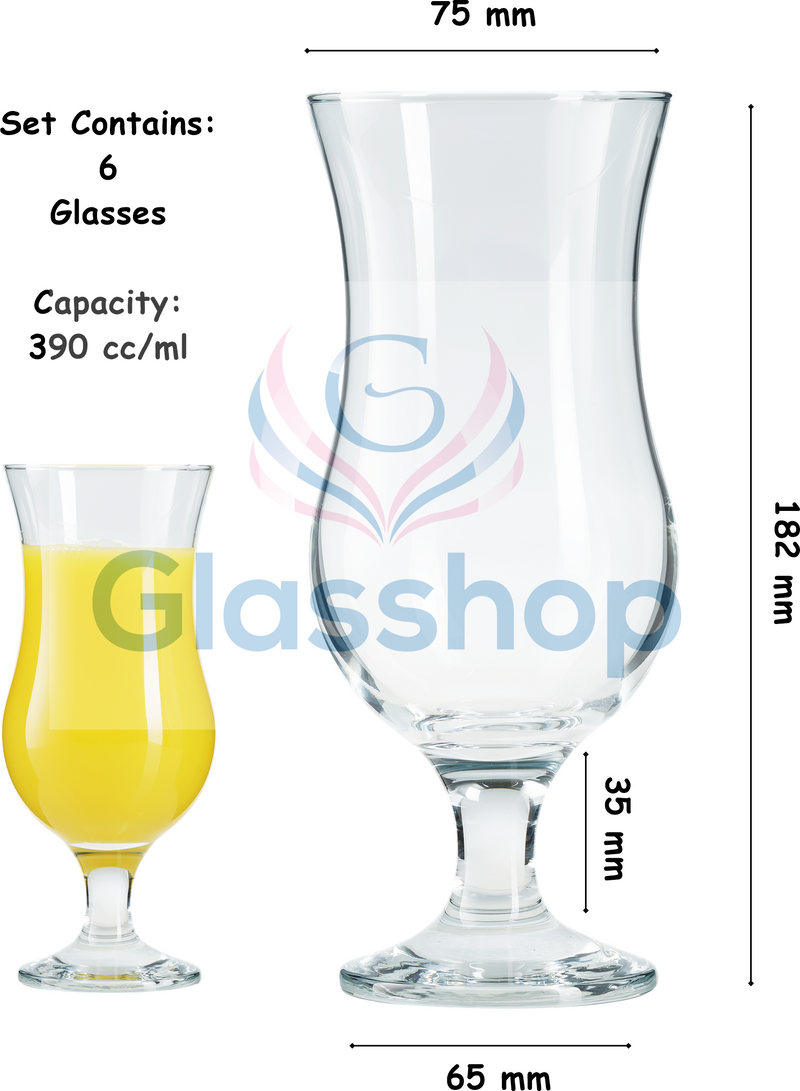 Cocktail Drinking Glasses. Pina Colada Glass. (Set of 6) (390 ml)