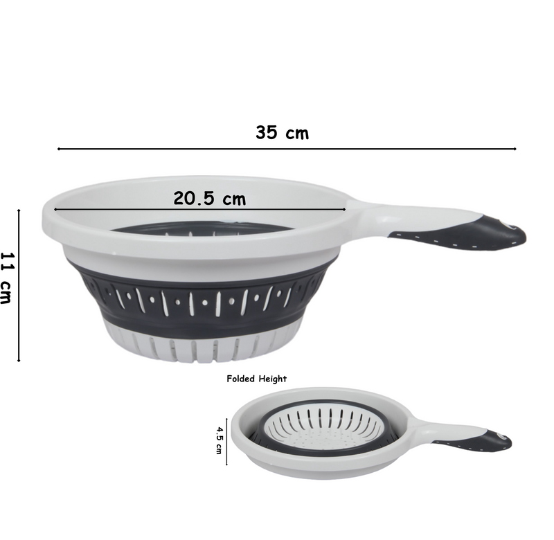 Collapsible Strainer. Silicone Folding Colander with Handle.
