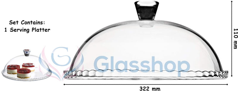 Glass Cake Stand with Dome Lid. Serving Platter. Glass Serving Tray and Lid.