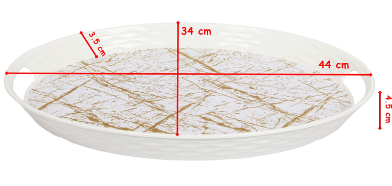 Serving Tray with Handle. Food Drink Tray. Decorative Marble Pattern Tray. (34x44 cm)