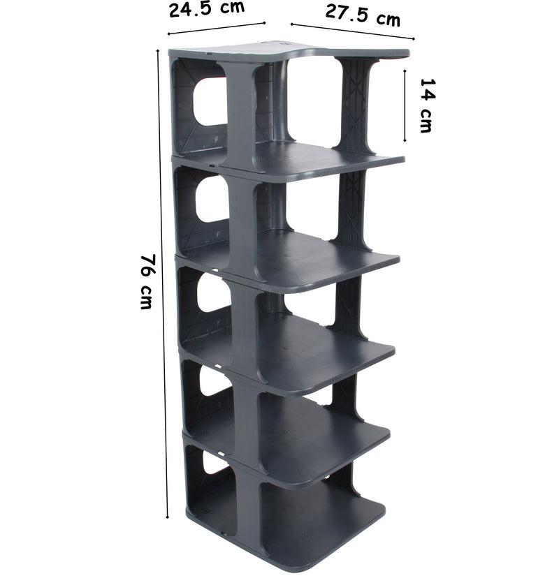 6 Tier Slim Shoe Rack. Plastic Portable Shoe Organizer Storage. Free Standing.