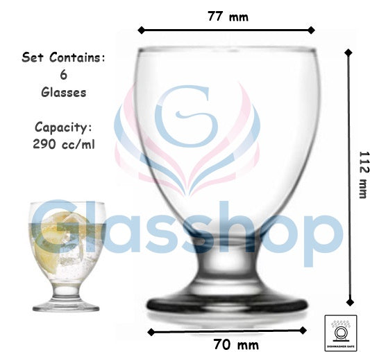 Brandy Glasses. Cognac Snifter. Short Stemmed Glass. (Pack of 6) (290 cc/ml)
