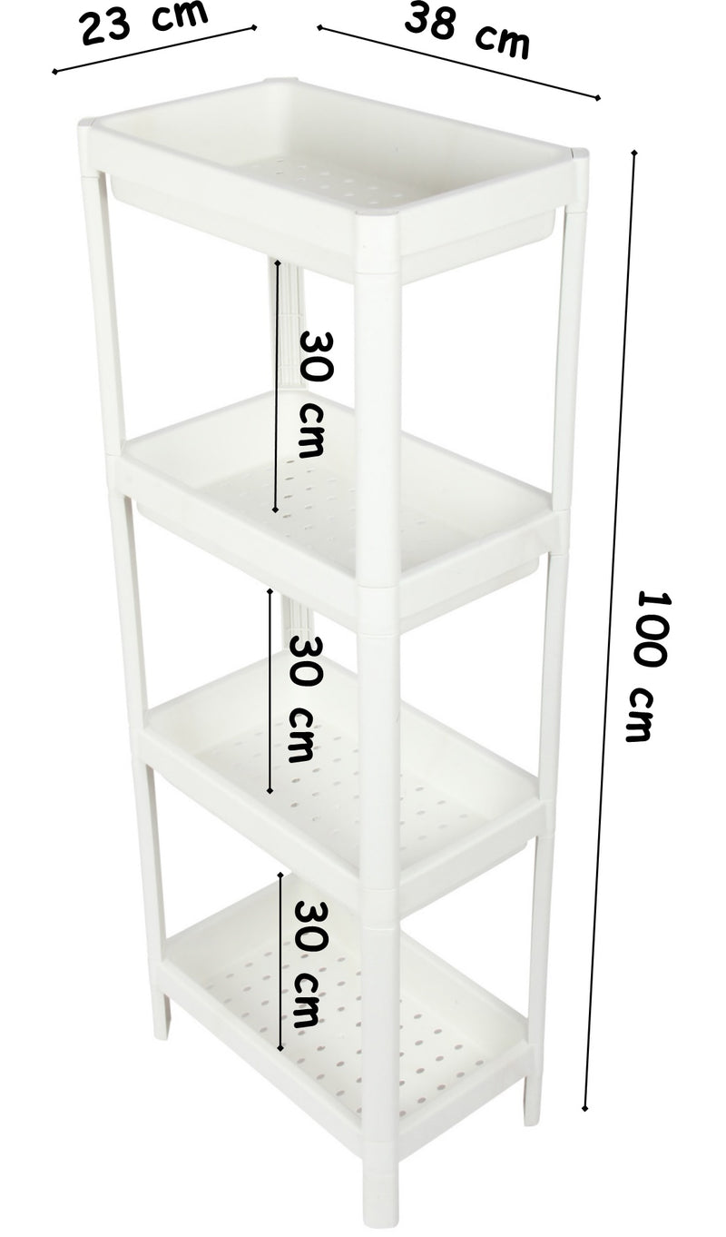 Kitchen Bathroom Shelf Organiser. 4 Tier Vegetable Rack Unit. (White)