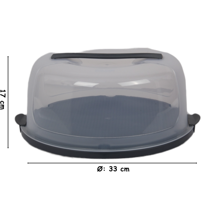 Round Cake Carrier. Plastic Clear Cake Storage Box. (Antrasit)