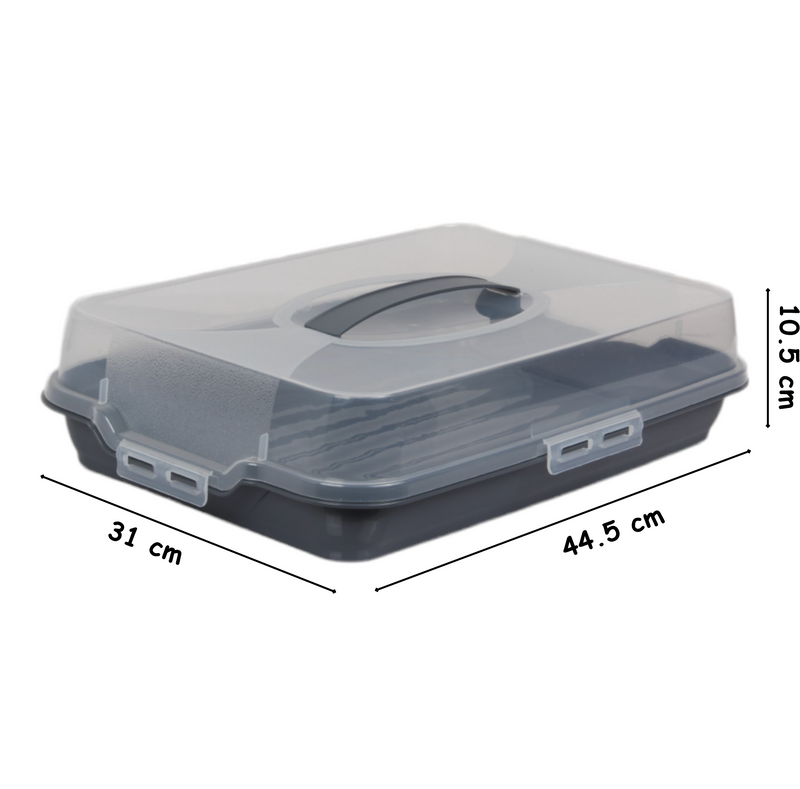 Rectangular Cake Carrier. Plastic Food Storage Box. (44.5x10.5x31cm)(Antrasit)