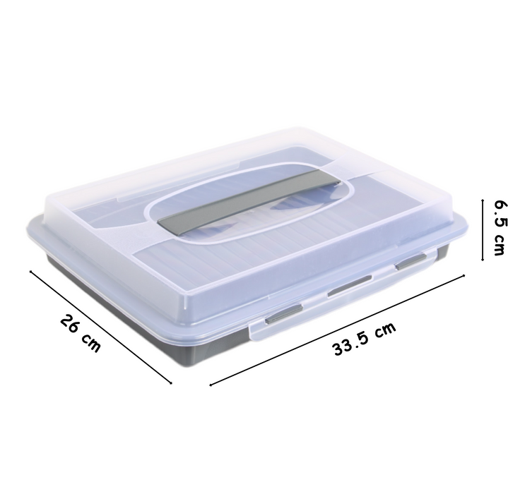 Rectangular Cake Carrier. Plastic Food Storage Box. (33.5x6.5x26cm)(Antrasit)