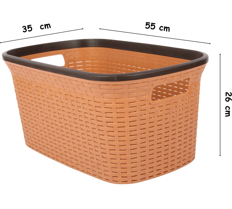 2x Rattan Style Rectangular Laundry Basket