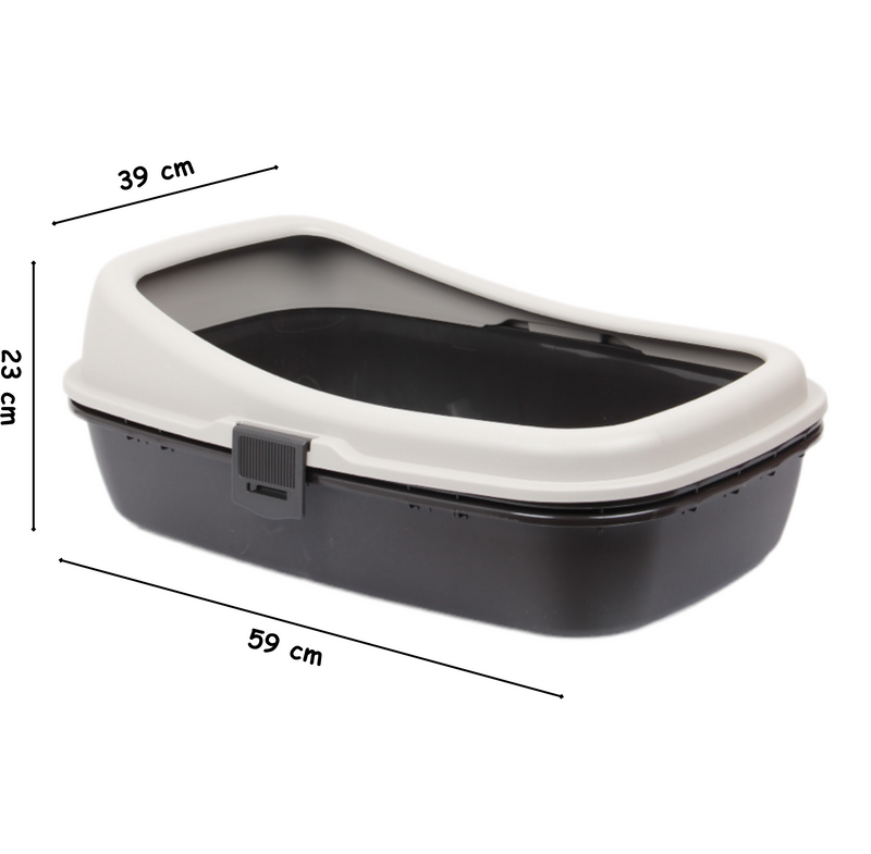 Cat Litter Tray. Big Open Cat Litter Box Tray. (Beige & Brown)