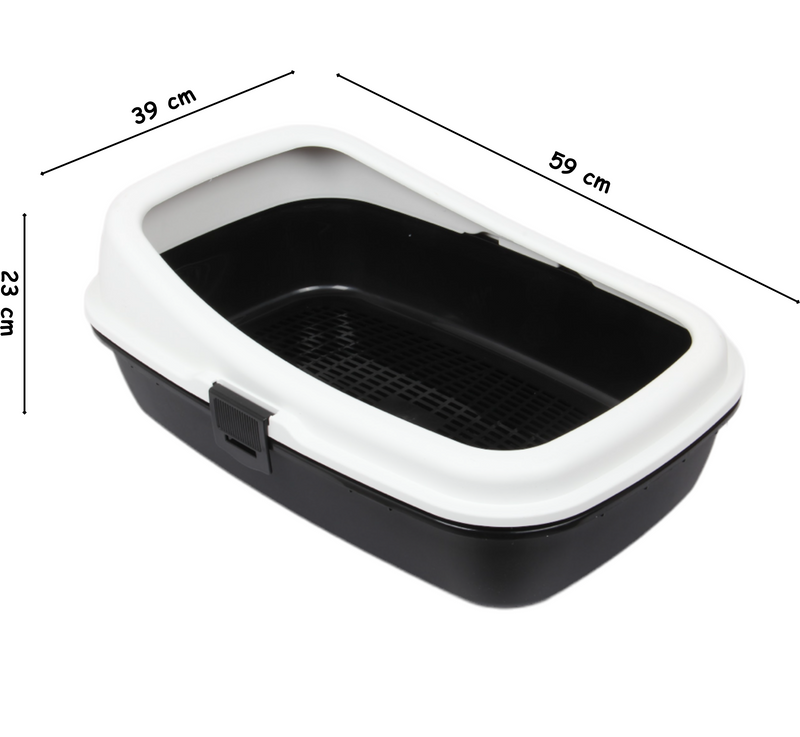 Cat Litter Tray with Sieve. Sifting Litter Box. (Black & White)