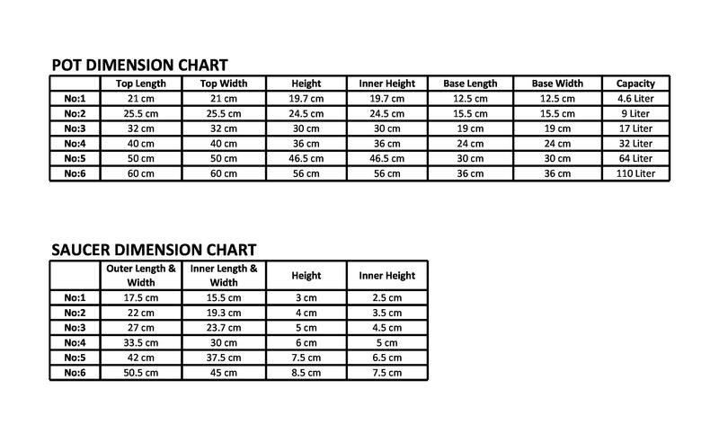 Plastic Square Flower Plant Pot & Saucer. Grooved Base In and Outdoor. (6 Sizes)