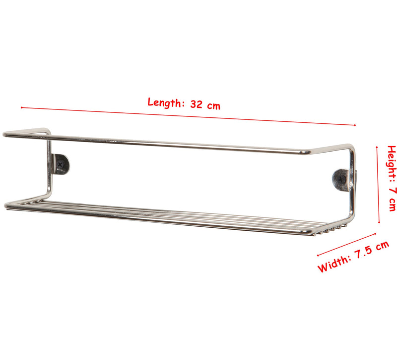 Kitchen Wall Mounted Jar Holder. Bathroom Makeup Storage Organizer. (Pack of 3) (Chrome) (33 cm)