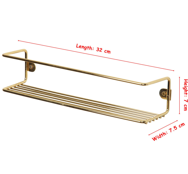 Kitchen Wall Mounted Jar Holder. Bathroom Makeup Storage Organizer. (Pack of 3) (Gold) (33 cm)