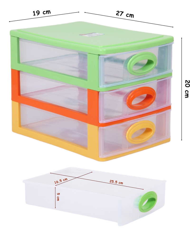 Small Storage Unit with Drawers. 3 Tier Desktop Storage Tower.