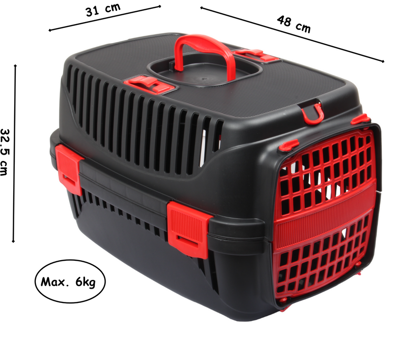 Small Pet Carrier. (Black & Red)