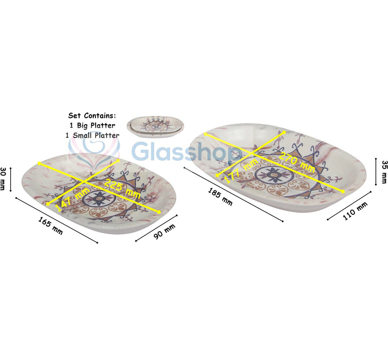 Ceramic Serving Platter. (Set of 2) Appetizer Salad Snack Plates.