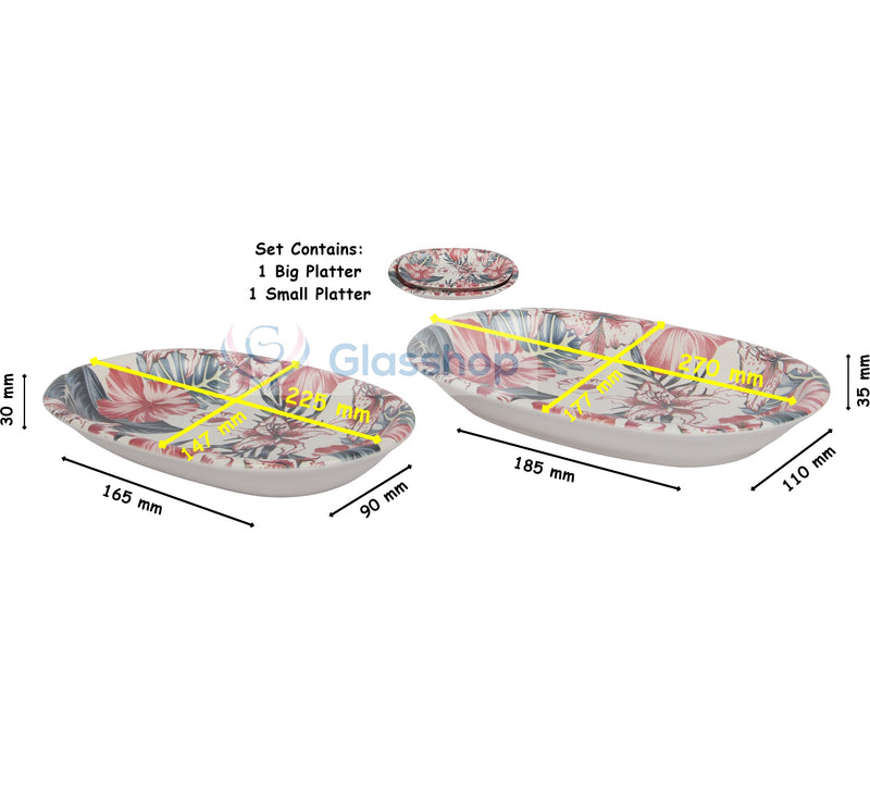 Decorative Serving Platter. Salad Mezze Serving Dishes. Decorative Flower Pattern. (Set of 2)