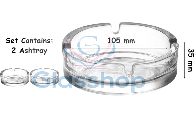 Large Glass Ashtray. Cigarette Grove Stackable. (Set of 2)