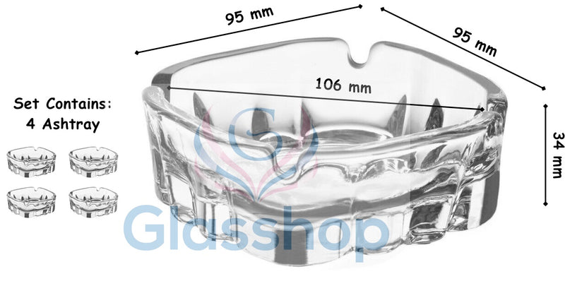 Glass Ashtrays for Cigarette. ( Set of 4 ). Cigarette Grove. Easy to Clean.