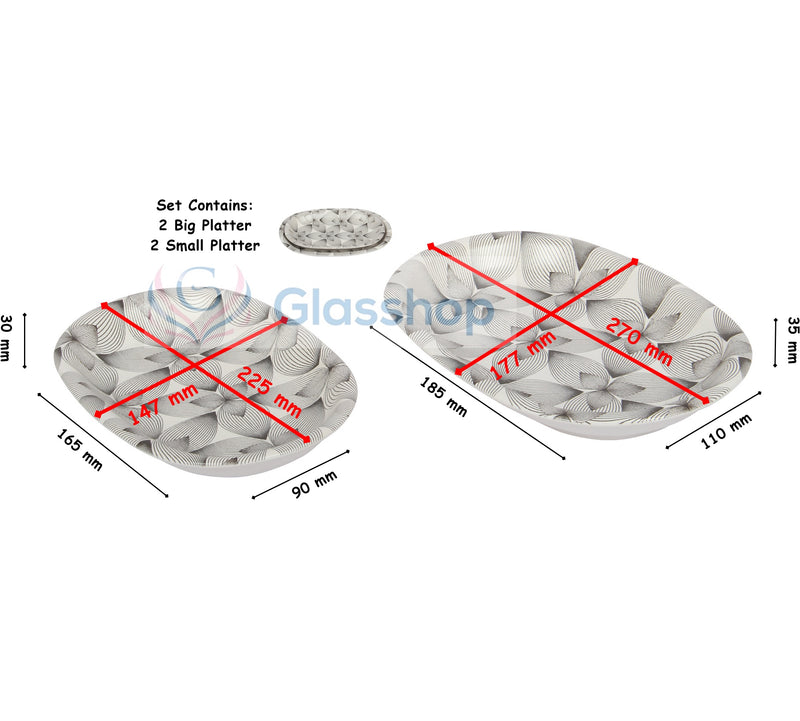 Black Serving Platter. Appetizer Salad Dishes. Decorative Platter. (Set of 4)