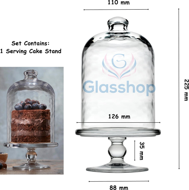Glass Footed Serving Cake Stand with Dome Lid. Decorative Patisserie Cake Stand.