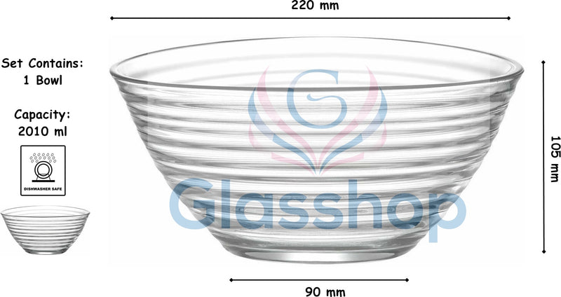 Glass Bowl. Salad, Dessert, Fruit, Trifle, Punch Dish. (2010 ml)