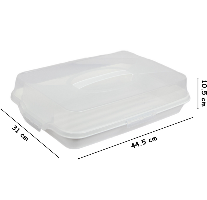 Rectangular Cake Carrier. Plastic Food Storage Box.(44.5x10.5x31cm)(Wh ...