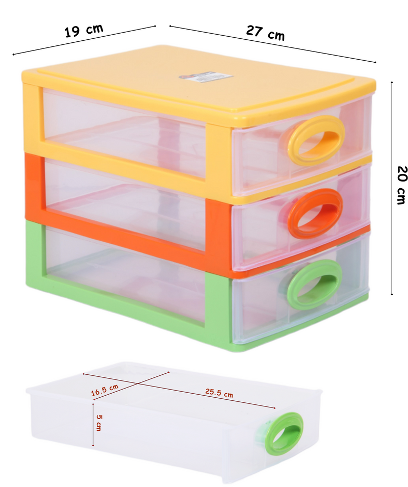 Small Storage Unit with Drawers. 3 Tier Desktop Storage Tower.