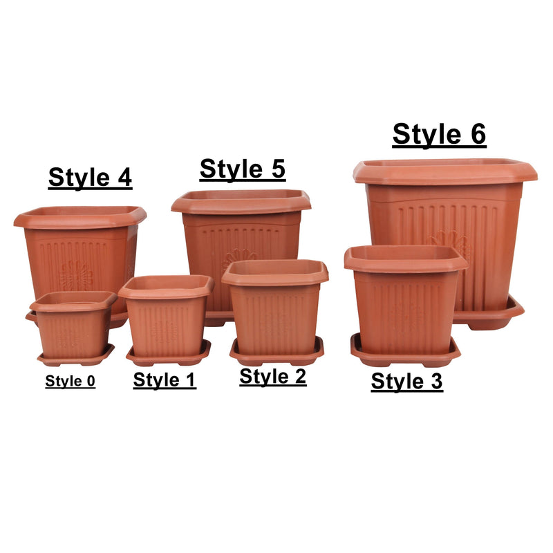Strong Plastic Square Flower Plant Pot and Saucer.