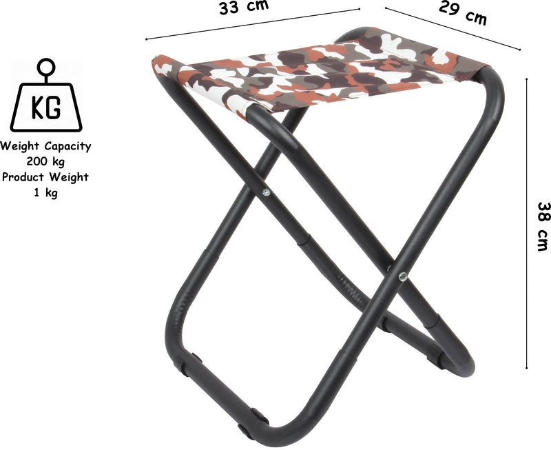 Brown Camouflage Folding Strong Camping Stool. Light-Weight Outdoor Fishing Seat.