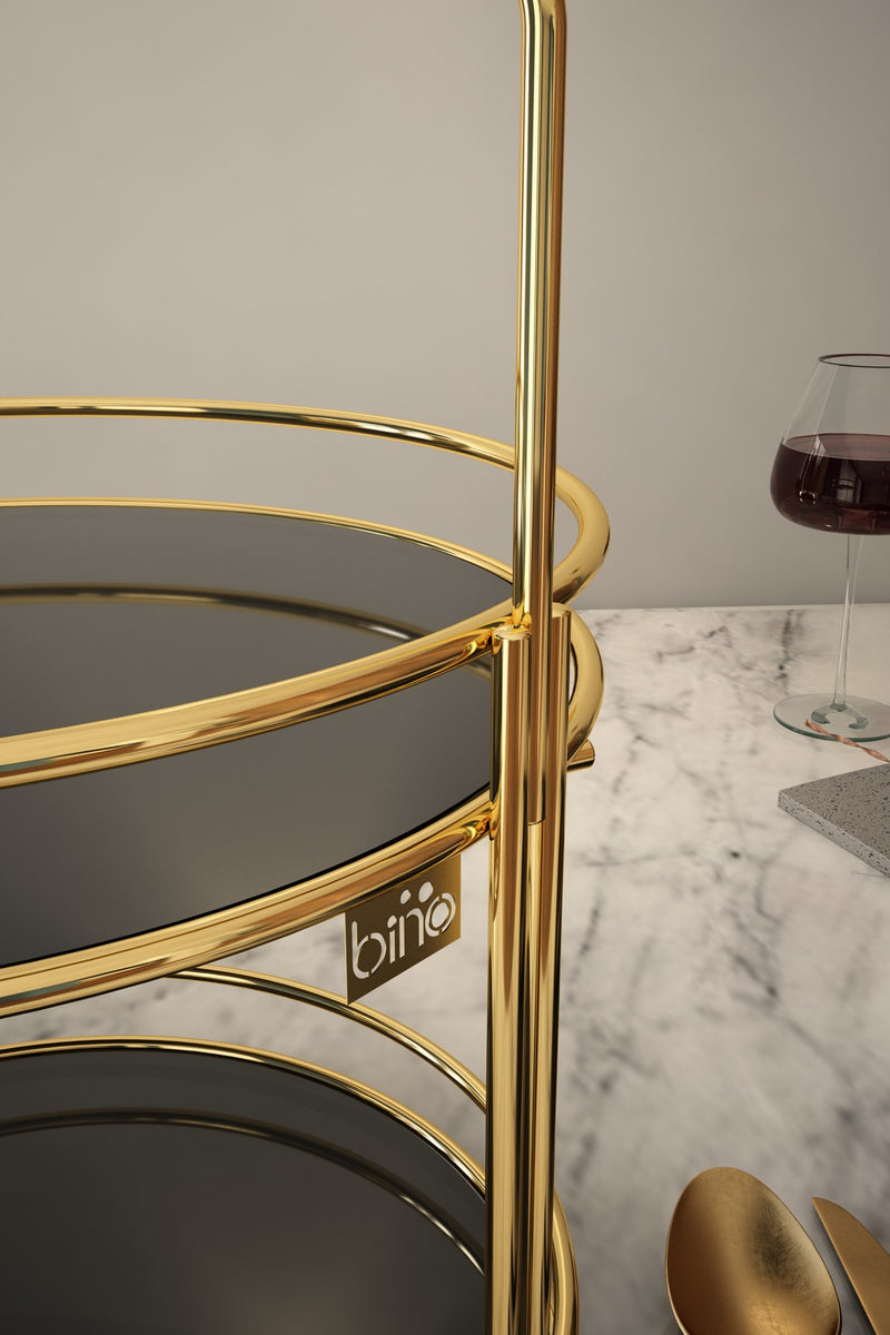 Decorative 2 Tier Multifunctional Tray. Round Stainless Steel Serving Tray.