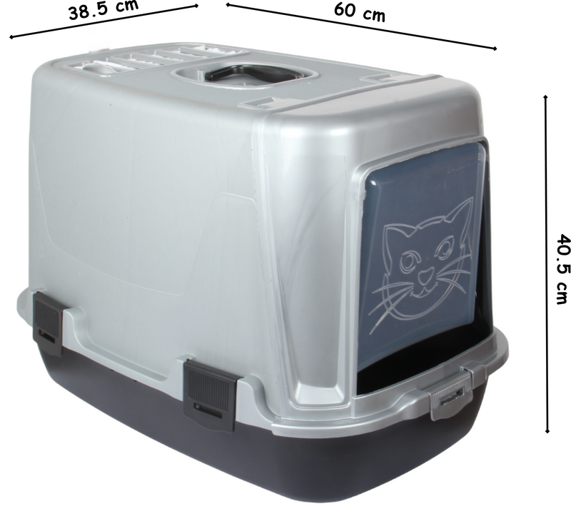 Pet Hooded Litter Tray Box with Scoop. Carbon Filter Litter Box.