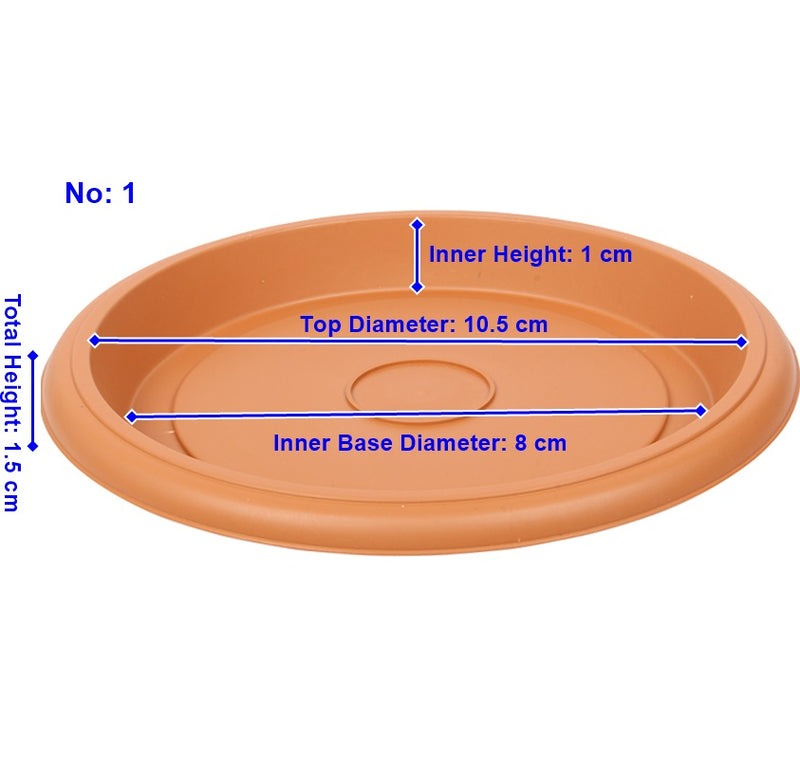 Plant Pot Round Saucer. Flower Pot Deep Drip Tray Strong Plastic.(Pack of 5)(Terra Cotta)