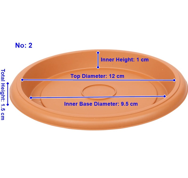 Plant Pot Round Saucer. Flower Pot Deep Drip Tray Strong Plastic.(Pack of 5)(Terra Cotta)