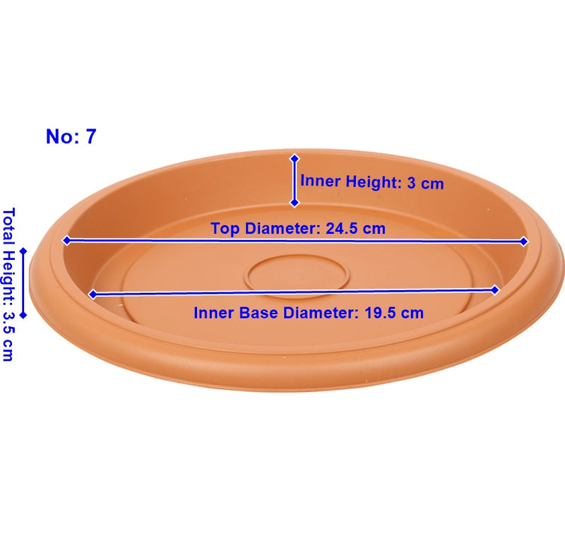 Plant Pot Round Saucer. Flower Pot Deep Drip Tray Strong Plastic.(Pack of 5)(Terra Cotta)