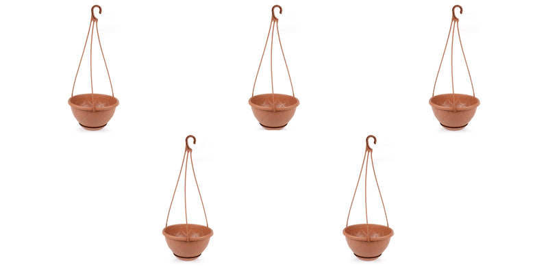 Outdoor Hanging Plant Pots. Flower Pot with Saucer. Garden Hanging Stylish Pot. (2 Litre)