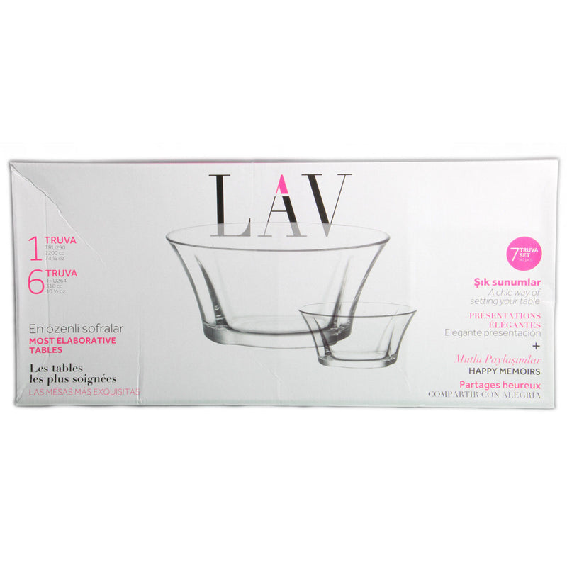 Large Serving Bowl and Set of Six Desert Fruit Salad Ice Cream Bowls, 2200cc & 310cc - TRU290/TRU264