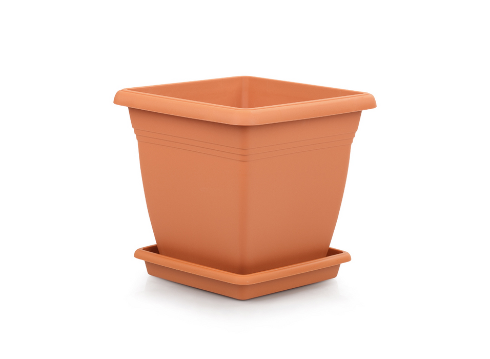 Very Large Square Garden Plant Pot & Saucer. Flower Pot. In and Outdoor.(110 Lt)