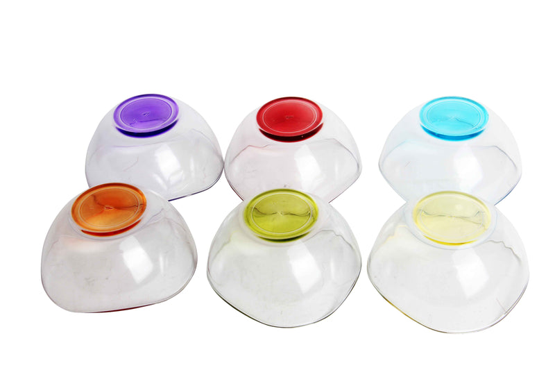 Vibrant Coloured Base Glass Bowls - Set of 6 for Desserts, Ice Cream, and More!