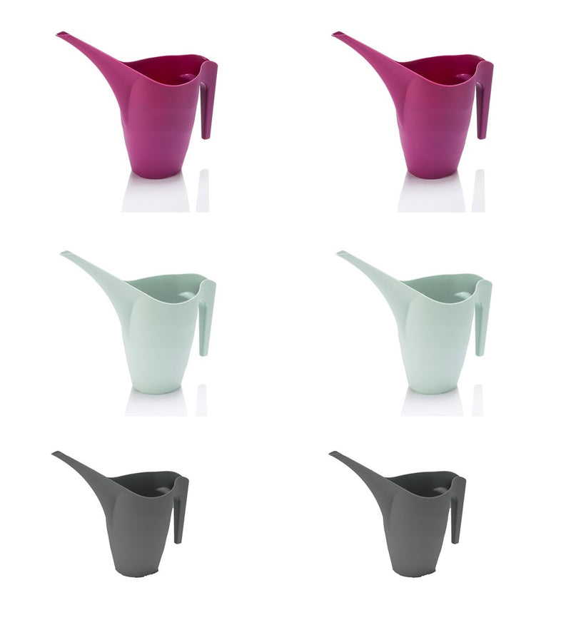 Plastic Watering Can. Ergonomic In / Outdoor Flower Watering Pot. (Pack of 2) (1L / 2L).