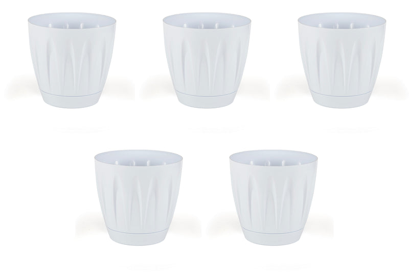 Modern Daisy Round Flower Pot with Saucer. Indoor / Outdoor Flowerpot. (6 Sizes)