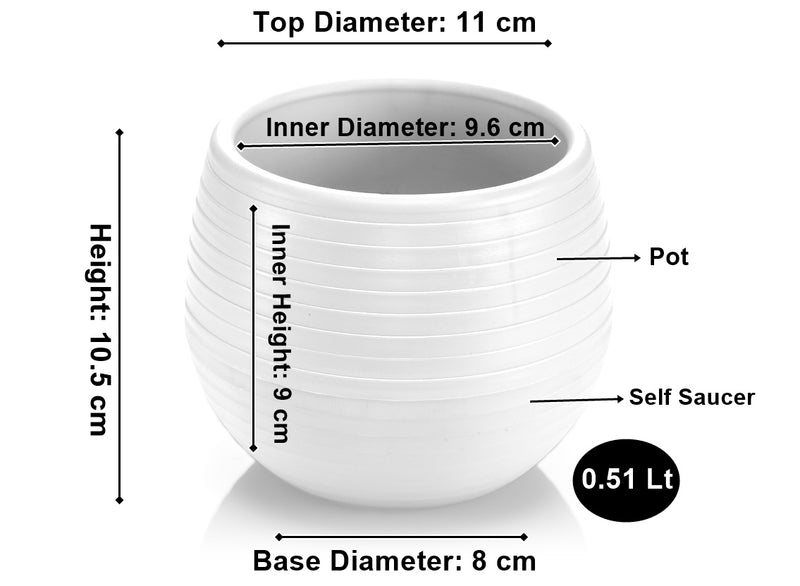 Small Flower Pot. Decorative Indoor Cactus Pot. (Pack of 6) (0.13L / 0.51L / 1.3L)