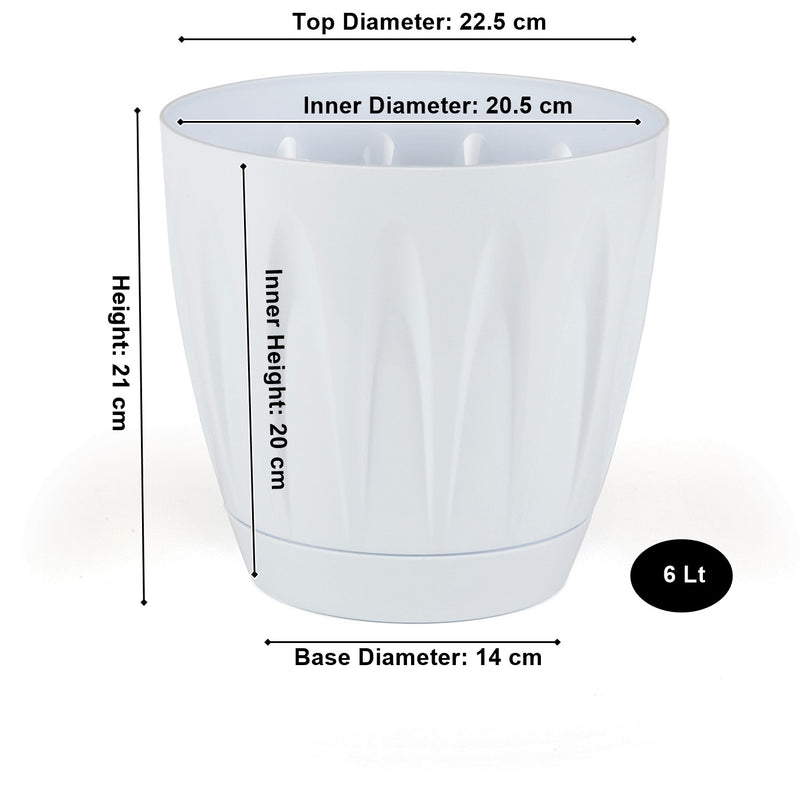 White Plastic Plant Pots with Drainage Holes UK. Indoor / Outdoor Flower Pots.