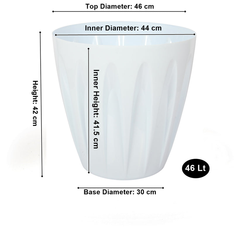 Extra Large White Round Flower Pot. Indoor / Outdoor Modern Flowerpot. (46 Litre)