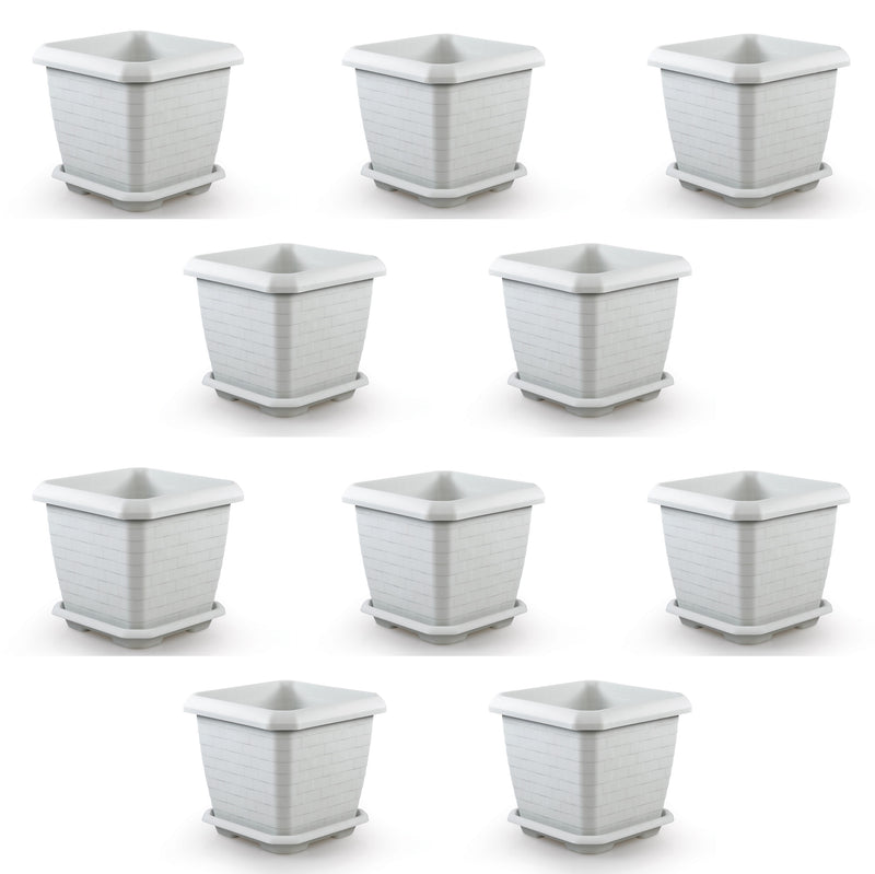 Large Square Flower Plant Pot and Saucer. (25.5 Lt / 44 Lt / 74.3 Lt).