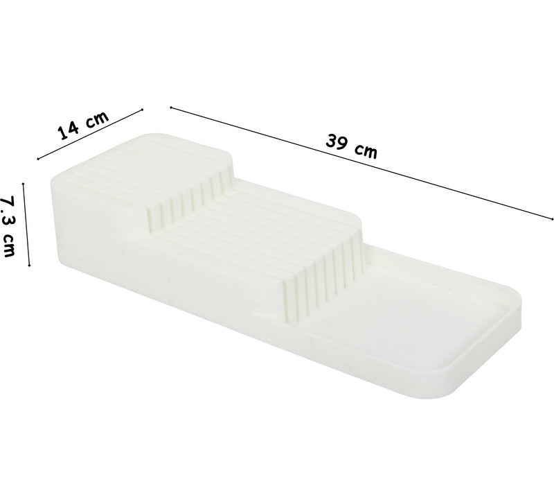 Knife Organiser. 2-Tier Horizontal Knife Block. Drawer Organizer. (White)