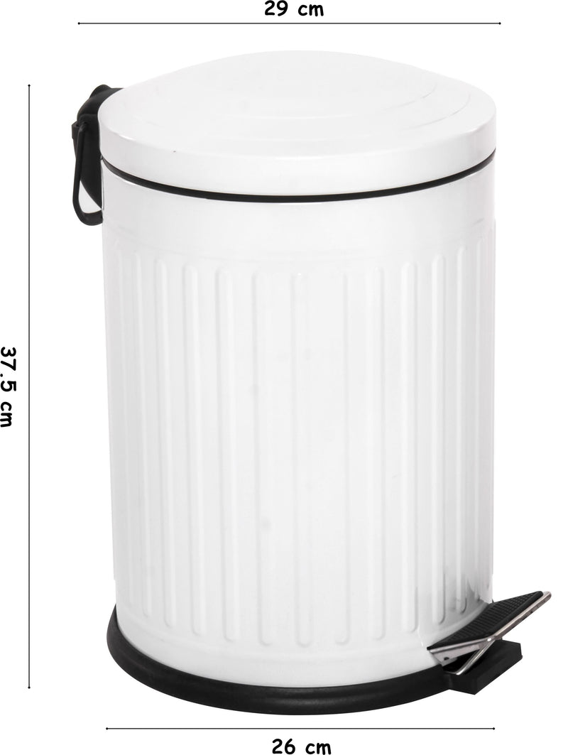 12L Pedal Bin with Soft Close Lid. Removable Bucket. Waste Dustbin. (White)