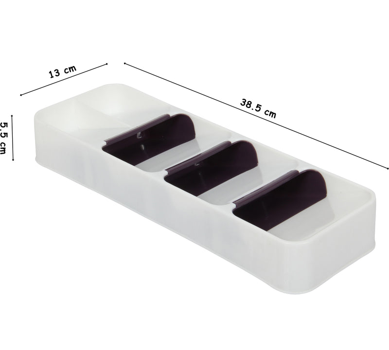 Cutlery Organiser. 5 Compartment Cutlery Tray. Drawer Organiser. (White)